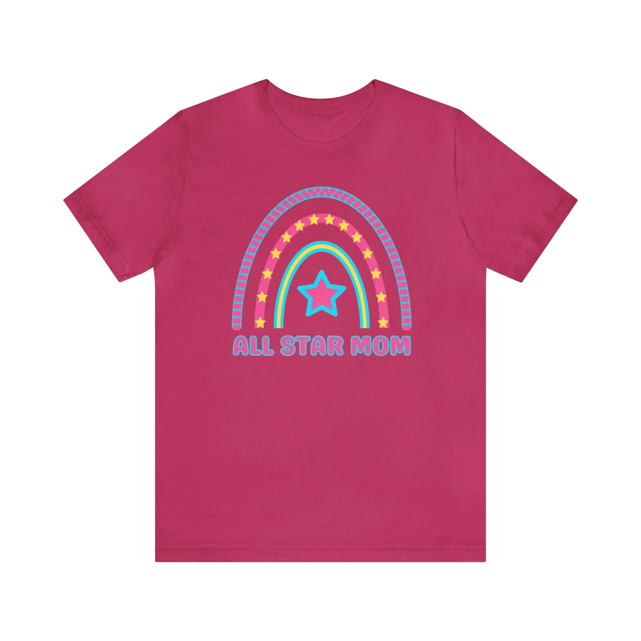 All Star Mom Pink Heart T-Shirt | Rainbow Mom Tee |  Bella Canvas 3001 Unisex |  Mother Short Sleeve Tshirt